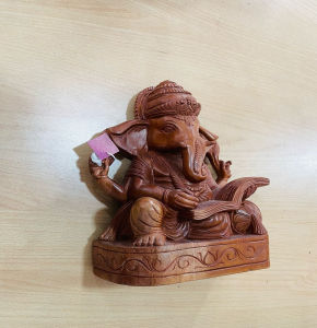 Wooden God Ganesha statue GanaDevi Handcraft