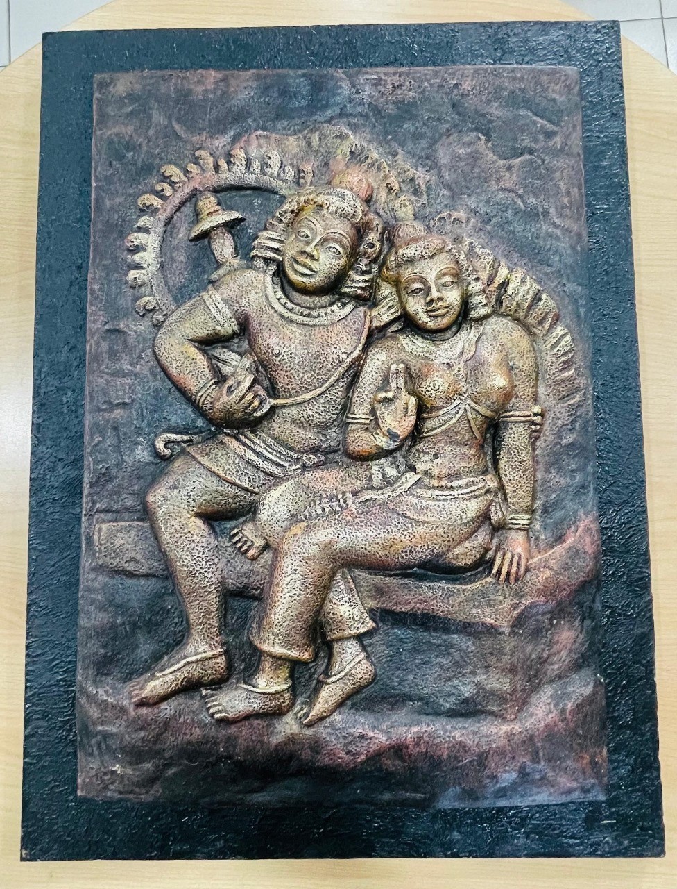 Lovers Sculpture Ceylon Isurumuniya Pem Yuwala Fiber Decor