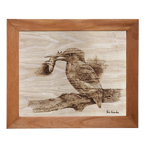 Wood Burn Art / Pyrography / King Fisher Sri Lanka / 42 - KF 01